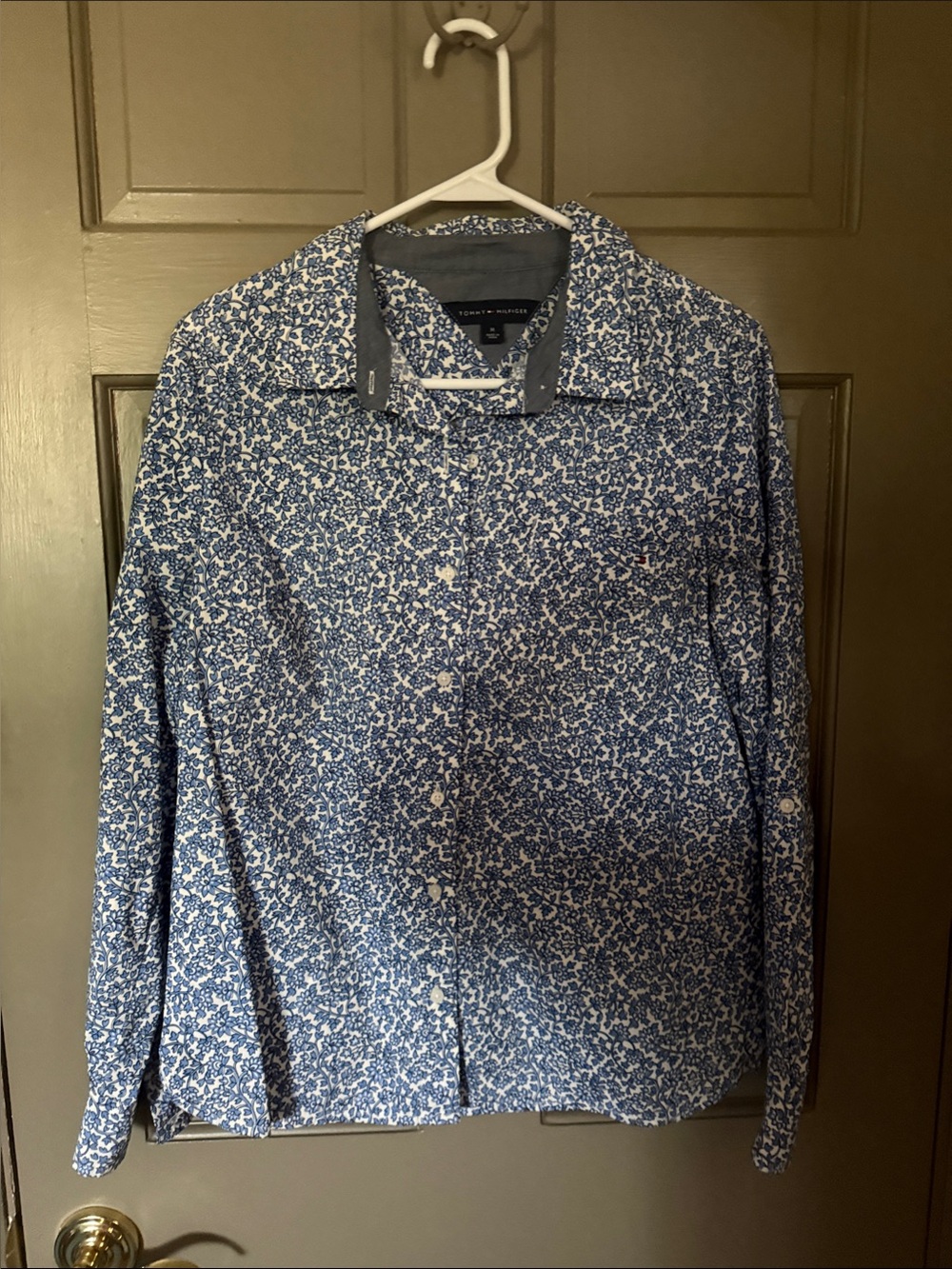 Tommy Hilfiger Navy and White Floral Button-Down Shirt